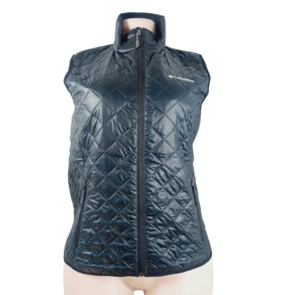 Columbia Women's Black Dualistic Omni-Heat Full-Zip Puffer Vest Jacket Size M - Picture 1 of 12
